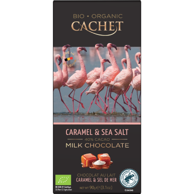 Organic Milk Chocolate with Caramel & Salt 90g Cachet