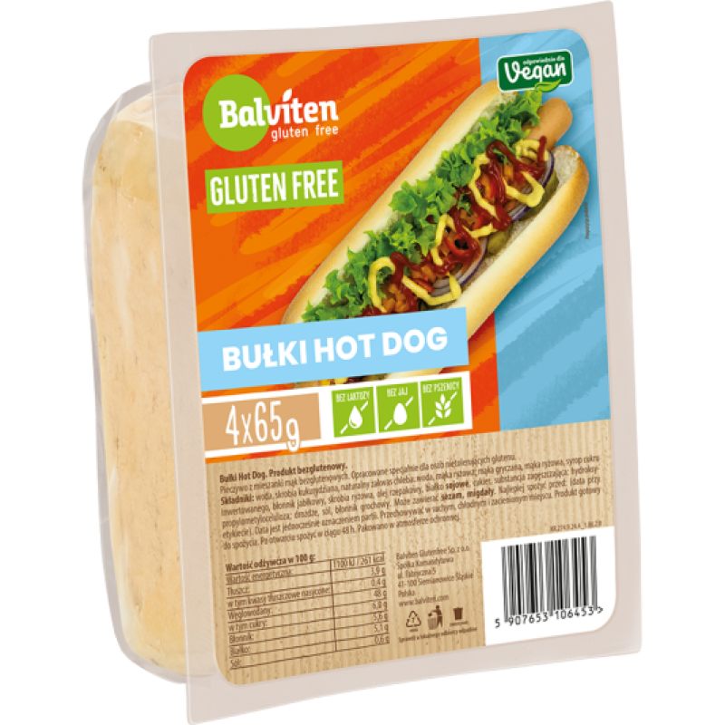 Vegan Gluten-Free Hot Dog Buns 4x65g Balviten Balviten