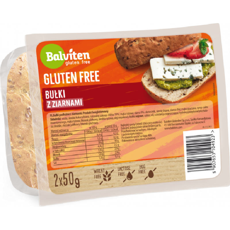 Gluten-free seed sandwich rolls (2x50g) 100g Balviten Balviten