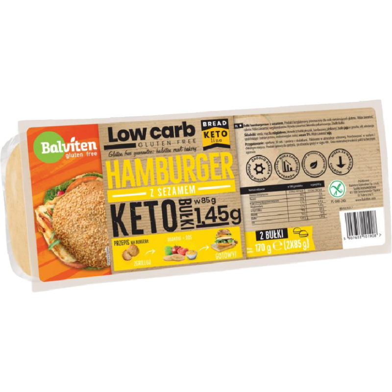 Hamburger Buns with Sesame Keto Gluten Free 2x85g Balviten Balviten