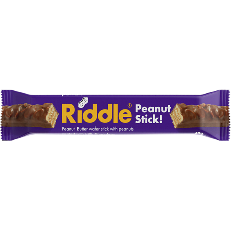 Wafer with peanut butter and milk chocolate coating 42g Riddle Riddle