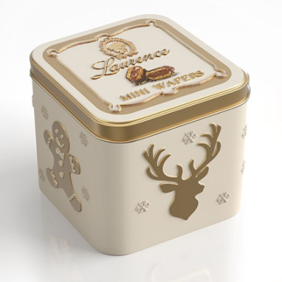 Mini Wafers with Waffle & Hazelnut Praline (12 pieces) in a Metallic Christmas Box Laurence 170gr