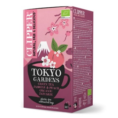 Organic Green Tea with Jasmine & Peach Clipper 20 Sachets 40gr