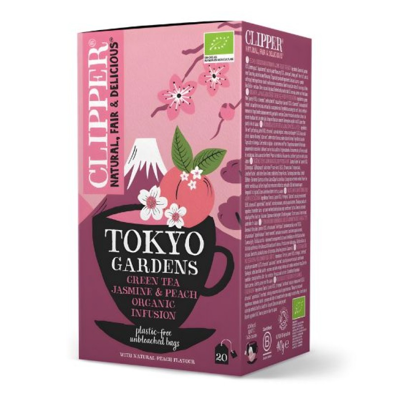 Organic Green Tea with Jasmine & Peach Clipper 20 Sachets 40gr