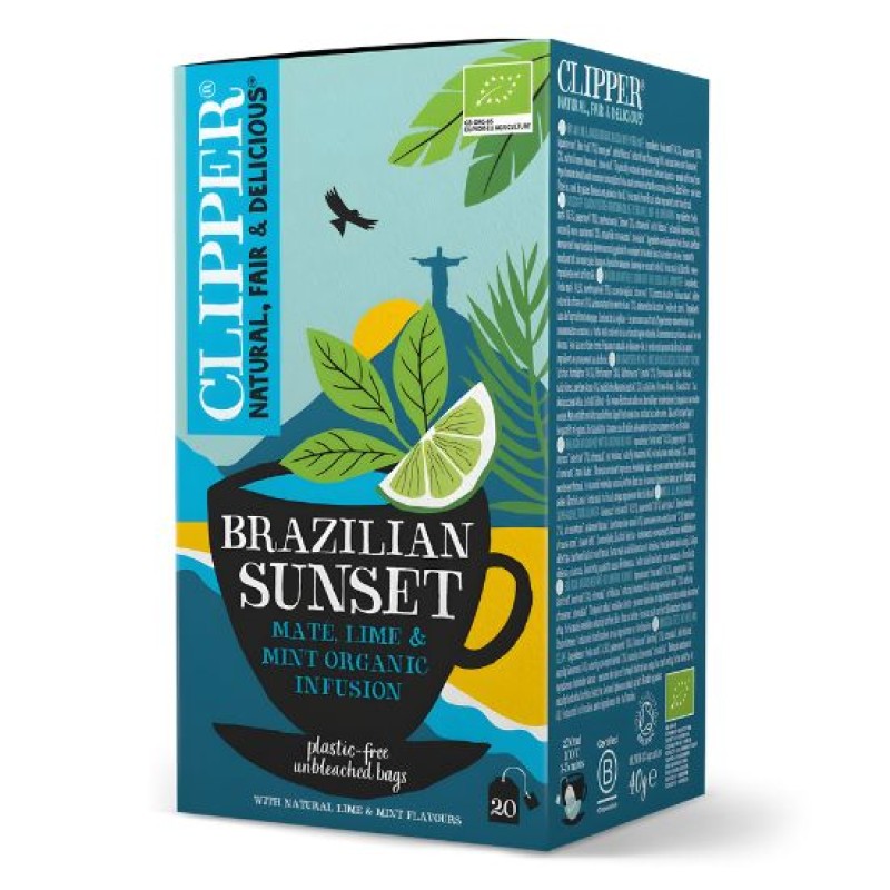 Organic Green Tea with Mate, Lime & Mint Clipper 20 Sachets 40gr