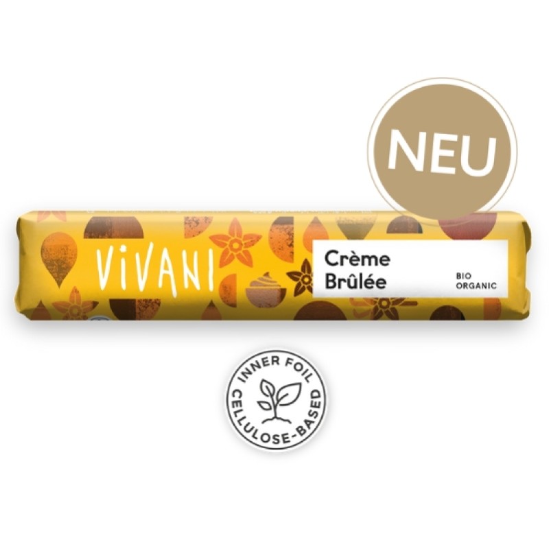 Organic Milk Chocolate with Crème Brulee Filling Vivani 40gr