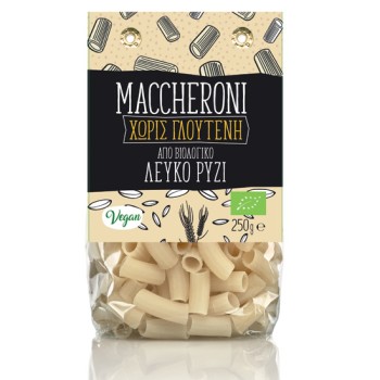 Organic Maccheroni Pasta from White Rice Gluten Free Greenbay 250gr