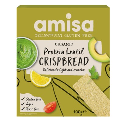 Organic Gluten Free Lentil Protein Crackers Amisa 100gr
