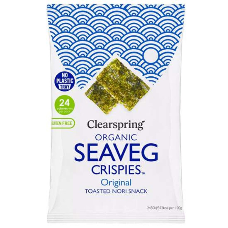 Organic Vegan Nori Seaweed Snack with Classic Flavor Gluten/Sugar/Lactose Free Clearspring 4gr