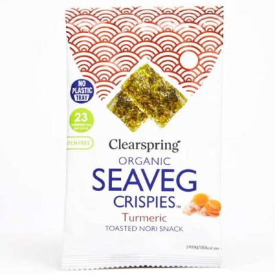 Organic Vegan Nori Seaweed Snack with Turmeric Flavor Gluten/Sugar/Lactose Free Clearspring 4gr