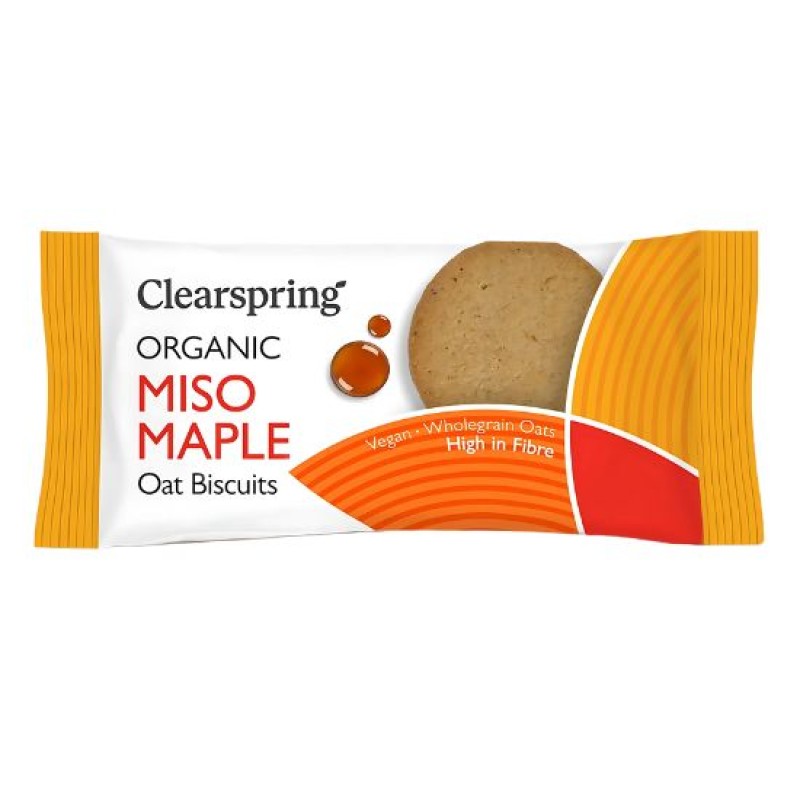 Organic Vegan Oatmeal Cookies with Miso and Maple Sugar/Lactose Free Clearspring 40gr