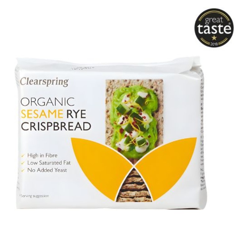 Organic Vegan Rye Crackers with Sesame Sugar/Lactose Free Clearspring 200gr