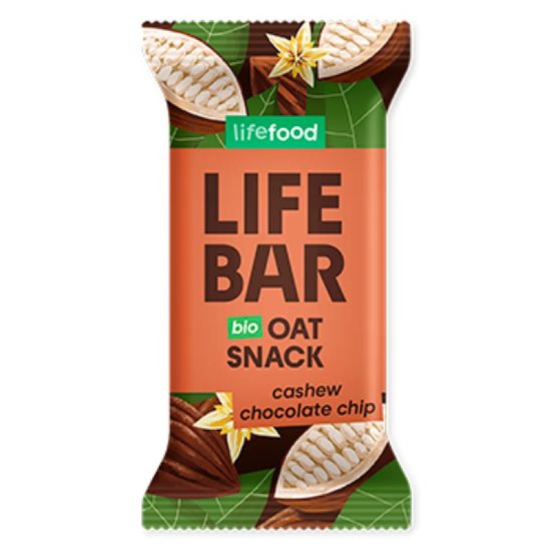 Organic Lifebar Oat Bar With Cashews And Chocolate Chips Lifefood 40gr