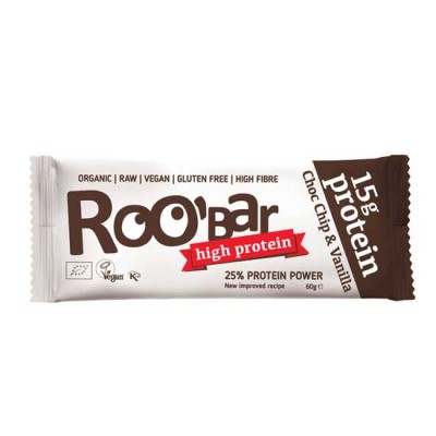 Organic Raw Protein Bar With Chocolate And Vanilla Roo Bar 60gr