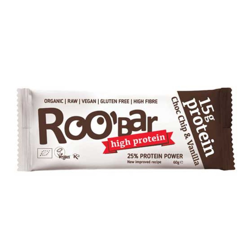 Organic Raw Protein Bar With Chocolate And Vanilla Roo Bar 60gr