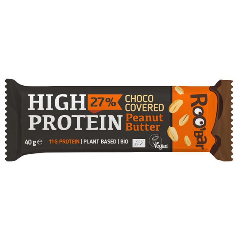 Roo Bar Organic Protein Bar With Peanuts And Chocolate Coating 40gr