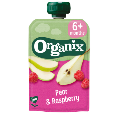 Organic Baby Puree Pear/Raspberry Organix +12 months 100gr