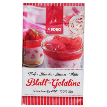 Organic Gelatin (Animal Origin) in Sheets (6 pcs) Sobo 10gr
