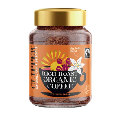 Organic Instant Coffee with Rich Flavor Freeze Dried Clipper 100gr