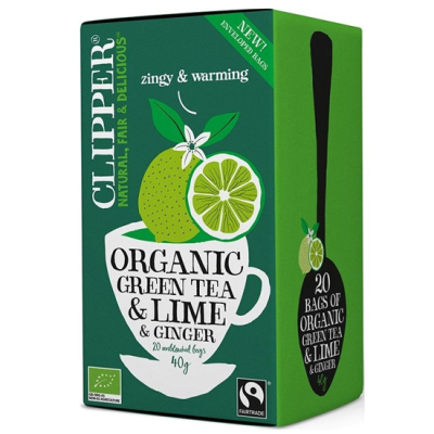 Organic Green Tea with Lime/Ginger Clipper 20 Sachets 40gr