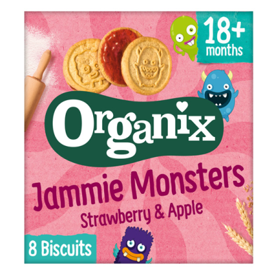Organic Children's Mini Cookies with Apple and Strawberry Jam Filling Organix +18 months 64gr