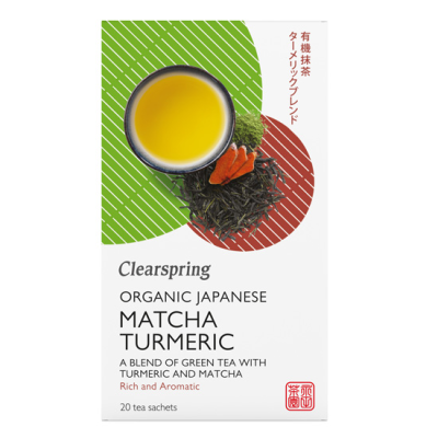 Organic Green Tea Matcha Turmeric Clearspring 20 Sachets 36gr