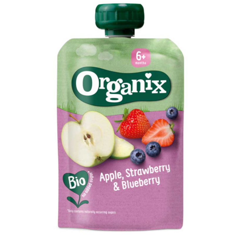 Organic Baby Puree Apple/Strawberry/Blueberry Organix +12 months 100gr