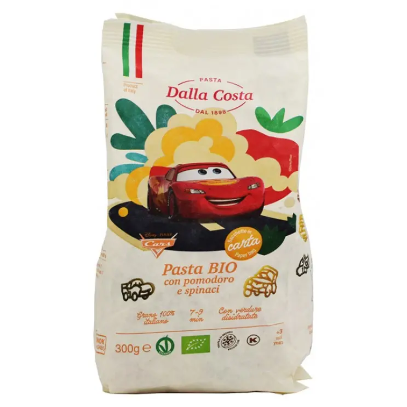 Organic Tricolor Pasta in the Shape of Disney Cars Probios 300gr