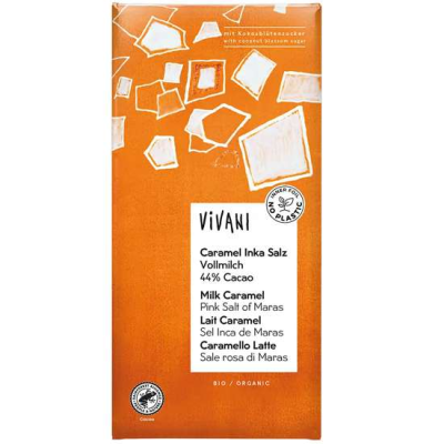 Organic Milk Chocolate with Caramel and Pink Salt Inca Vivani 80gr
