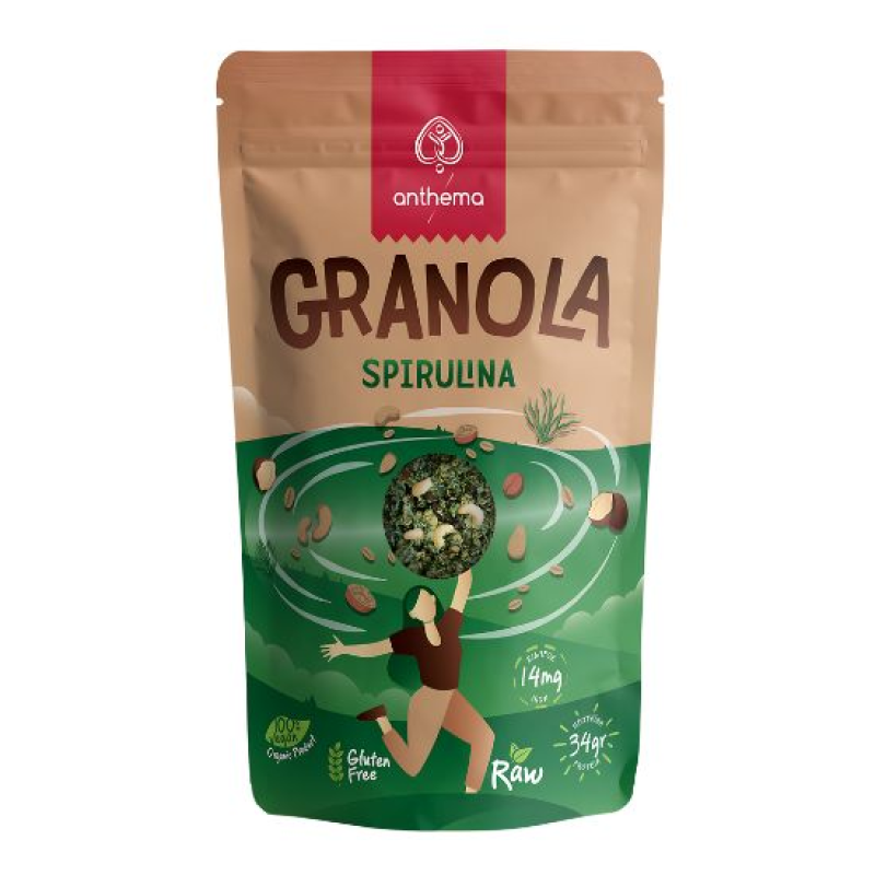 Organic Vegan Raw Granola with Spirulina Gluten Free Anthema 350gr