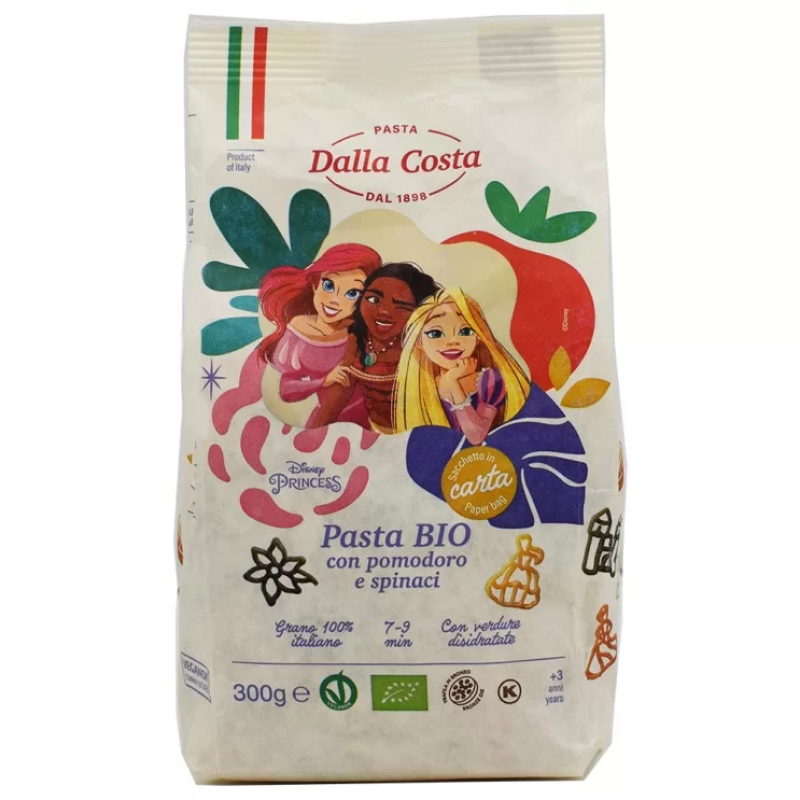 Organic Tricolor Pasta in the Shape of Disney Princesses Probios 300gr