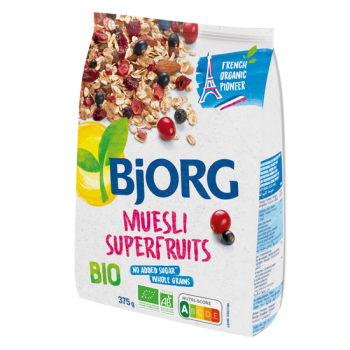 Organic Muesli with Superfruits Sugar Free Bjorg 375gr