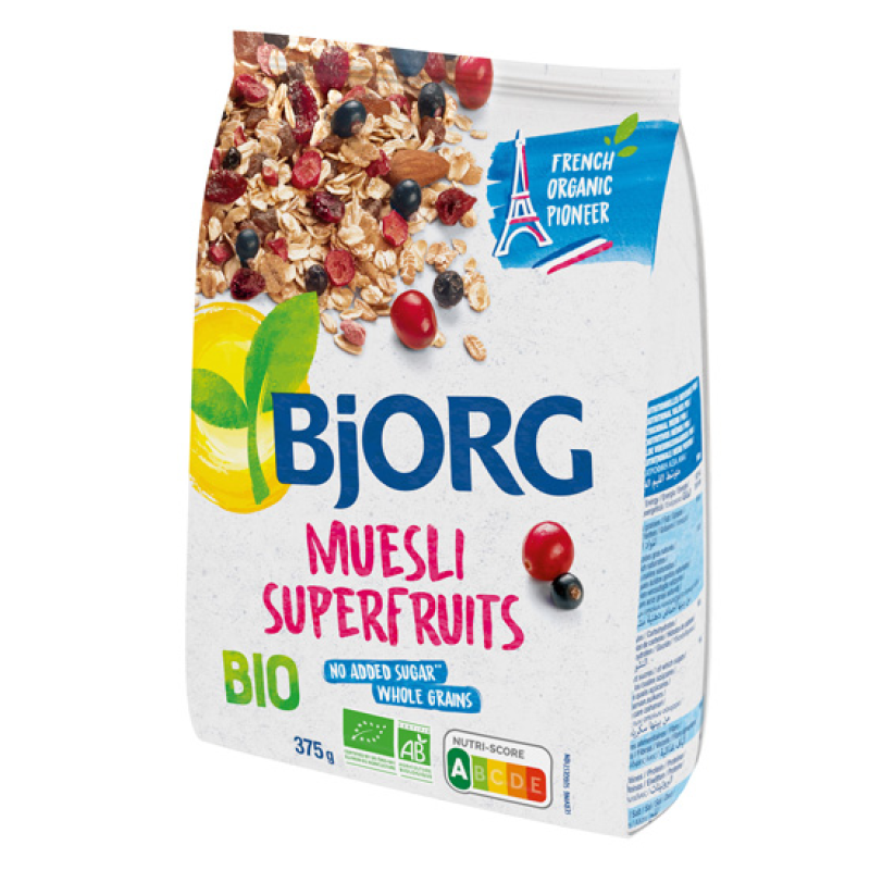 Organic Muesli with Superfruits Sugar Free Bjorg 375gr