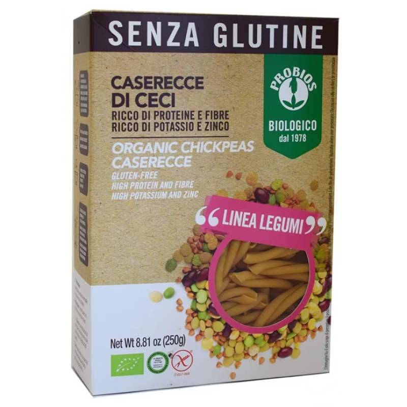 Organic Pasta Casarecce with Chickpeas Gluten Free Probios 250gr