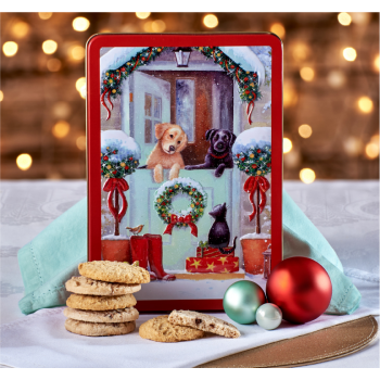 Butter Cookies in Two Flavors (Ginger-Lemon and Chocolate Chip) in a Metal Box Puppies at the Door Grandma Wild's 300gr
