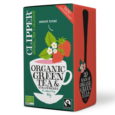 Organic Green Tea with Strawberry Clipper 20 Sachets 40gr