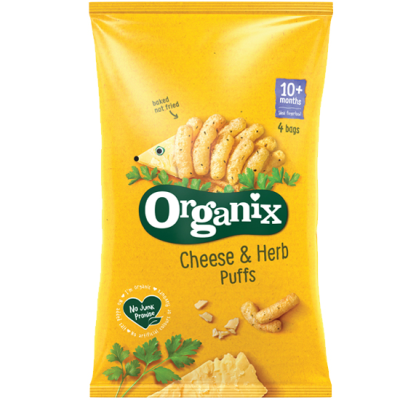 Organic Baby Corn Snack with Cheese & Herbs Organix +10 months (4x15gr)