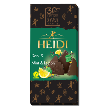 Μαύρη Σοκολάτα με Μέντα και Λεμόνι Heidi 80gr