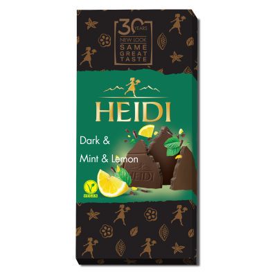 Μαύρη Σοκολάτα με Μέντα και Λεμόνι Heidi 80gr