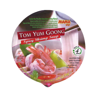 Στιγμιαία Σούπα Noodles Ρυζιού με Γεύση Γαρίδας Χωρίς Γλουτένη Mama 70gr