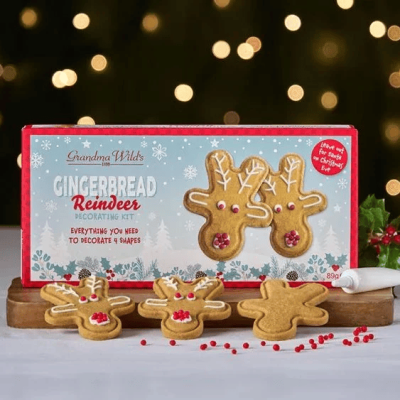 Σετ Διακόσμησης Μπισκότων με Μπισκότα Gingerbread Reindeer, Γλάσο Και Διακοσμητικά Grandma Wild's 99gr