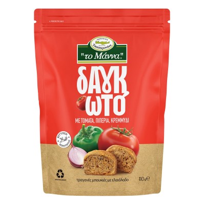 Παξιμάδι με Τομάτα, Πιπεριά & Κρεμμύδι Δαγκωτό Το Μάννα Τσατσαρωνάκη 110gr