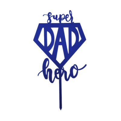 Πικ Επιγραφή "Super Hero Dad" Μπλε 8x15cm