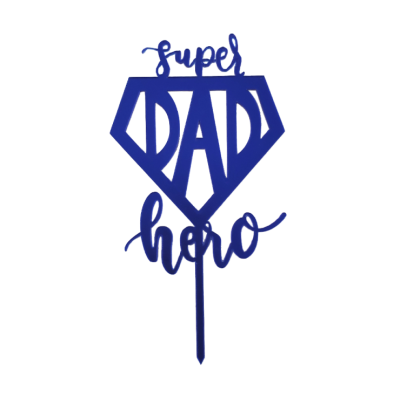 Πικ Διακοσμητικό Τούρτας Επιγραφή "Super Hero Dad" Μπλε 8x15cm
