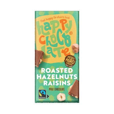 Βιολογική Σοκολάτα Γάλακτος με Φουντούκια και Σταφίδες 37% Udea 100gr 