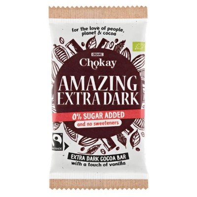 Βιολογική Vegan Μαύρη Σοκολάτα Extra Dark Χωρίς Γλουτένη/Ζάχαρη/Λακτόζη Chokay 70gr