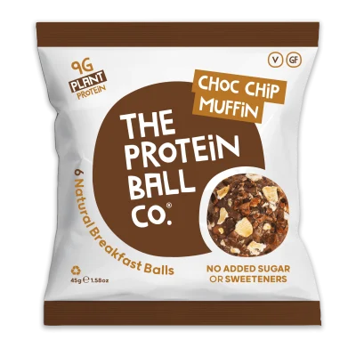 Vegan Protein Balls με Κομματάκια Σοκολάτας Χωρίς Γλουτένη και Ζάχαρη The Protein Ball Co 45gr