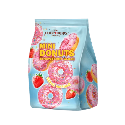 Mini Donuts με Επικάλυψη Φράουλας The Little Happy 200gr