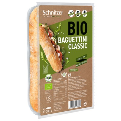 Βιολογικό Λευκό Ψωμί Μπαγκεττίνι Καλαμποκιού Schnitzer 200gr