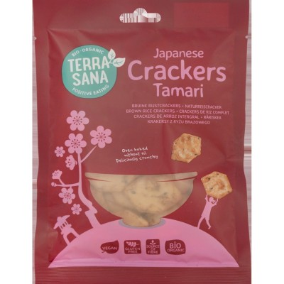 Vegan Βιολογικά Κράκερ Καστανού Ρυζιού με Tamari Χωρίς Γλουτένη Terrasana 60gr